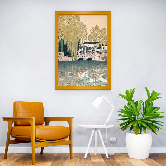 Willow and Stone Bridge Asian Style Poster | Wall Art for Home & Office | High-Quality Print - High-Quality Visual Display