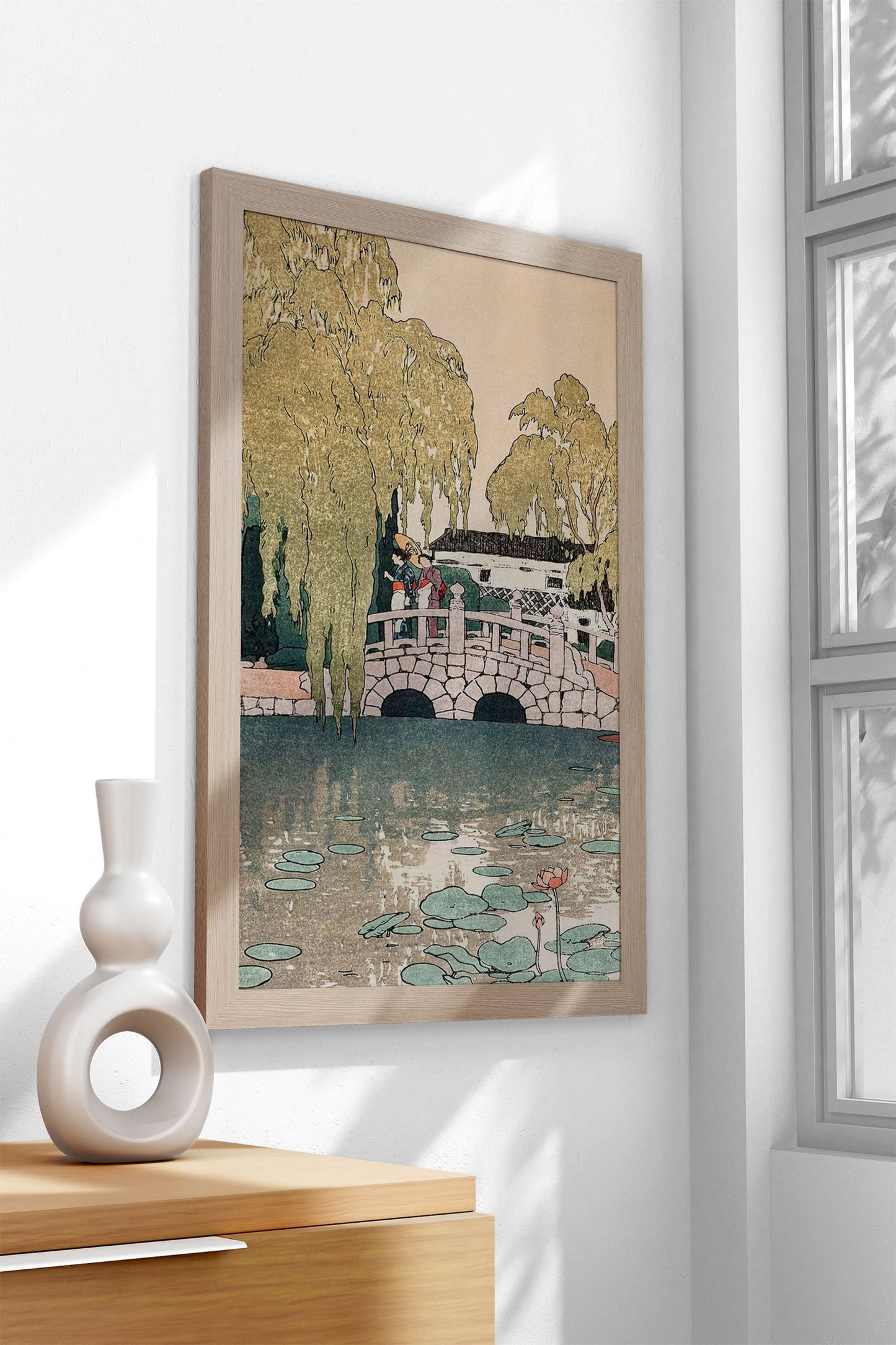 Willow and Stone Bridge Asian Style Poster | Wall Art for Home & Office | High-Quality Print - High-Quality Visual Display