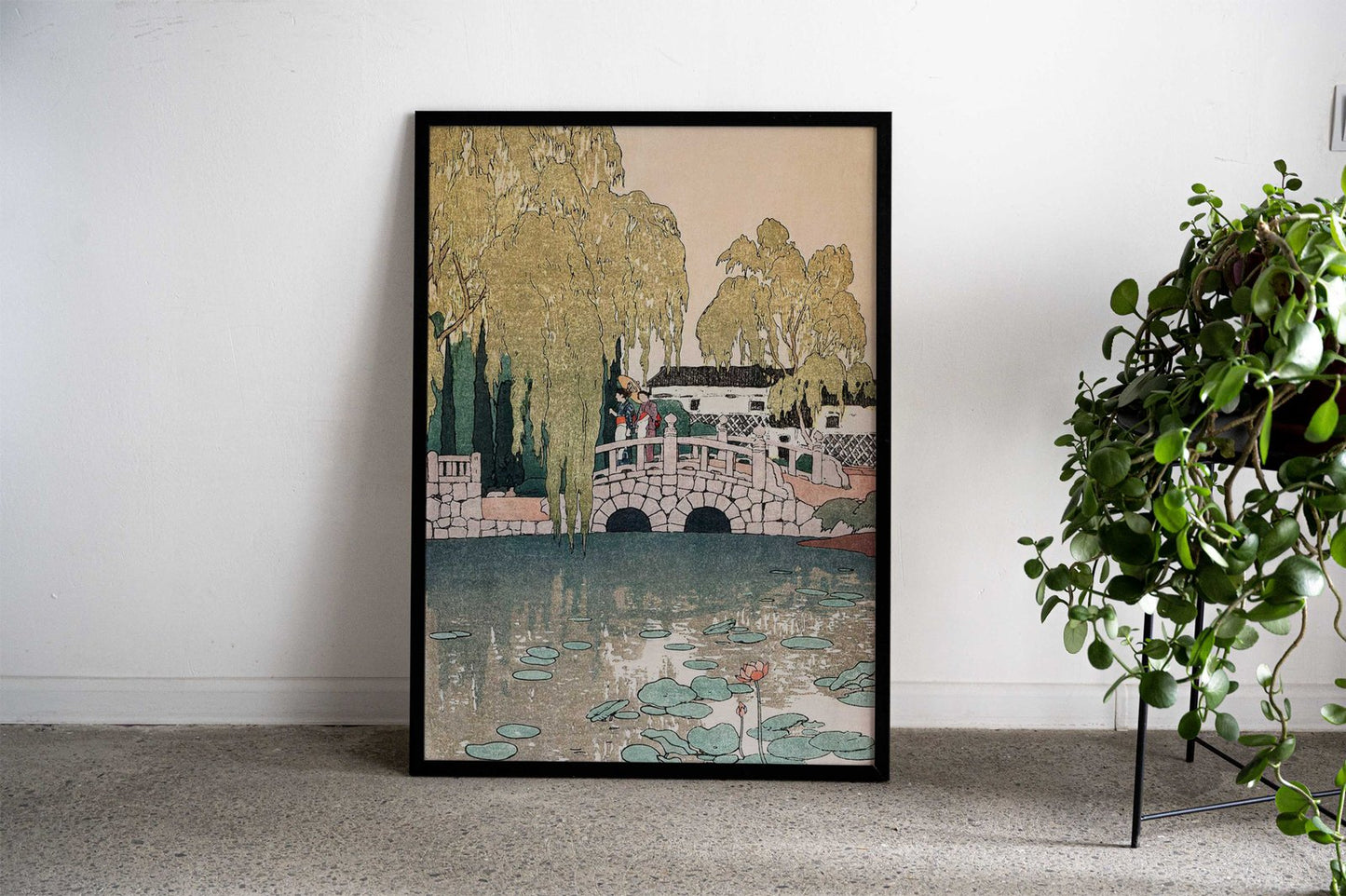 Willow and Stone Bridge Asian Style Poster | Wall Art for Home & Office | High-Quality Print - High-Quality Visual Display