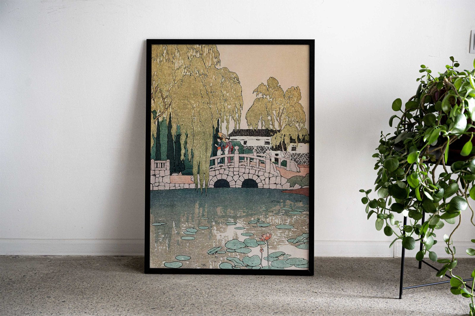 Willow and Stone Bridge Asian Style Poster | Wall Art for Home & Office | High-Quality Print - High-Quality Visual Display