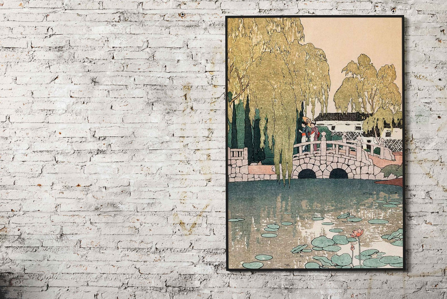 Willow and Stone Bridge Asian Style Poster | Wall Art for Home & Office | High-Quality Print - High-Quality Visual Display