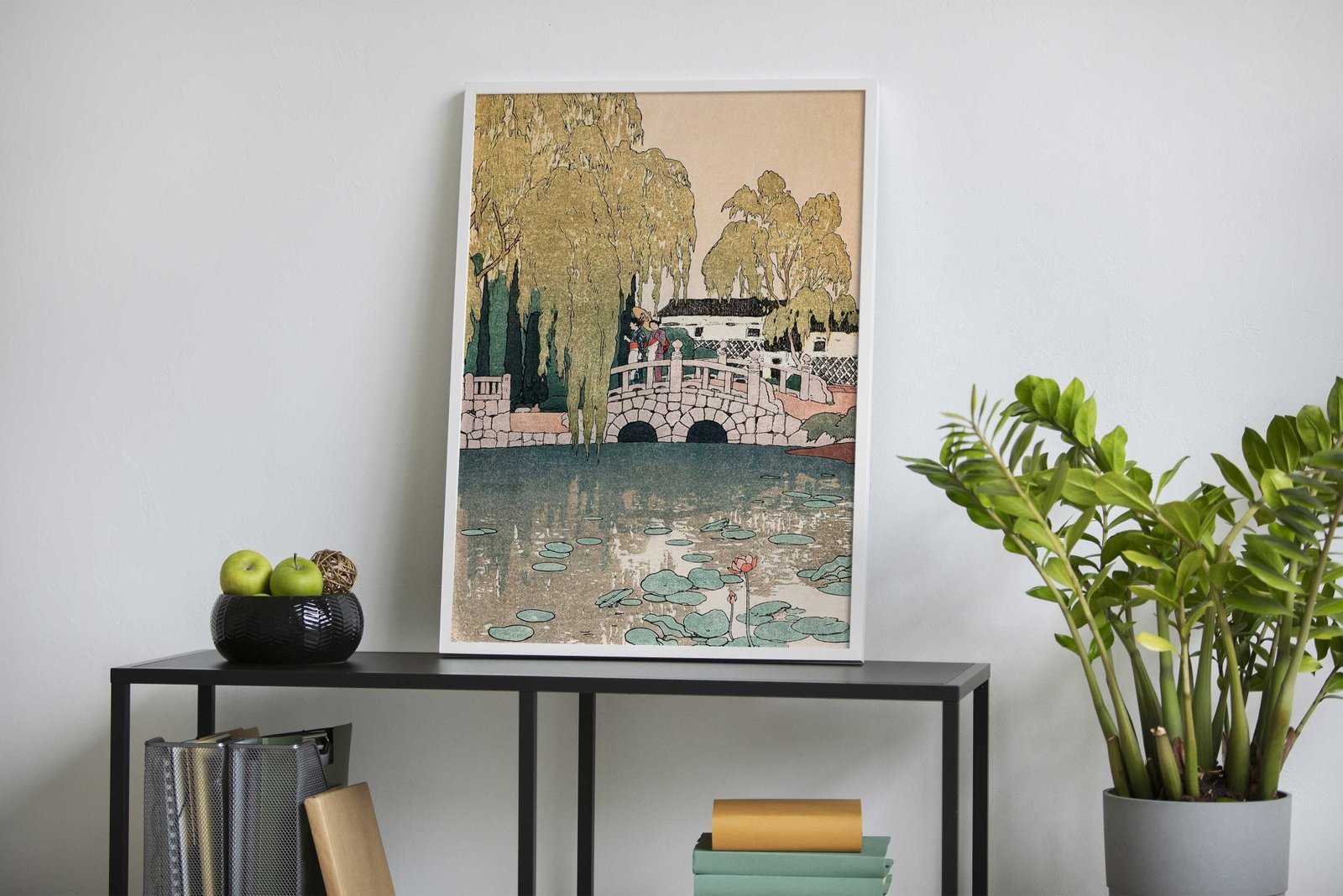 Willow and Stone Bridge Asian Style Poster | Wall Art for Home & Office | High-Quality Print - High-Quality Visual Display
