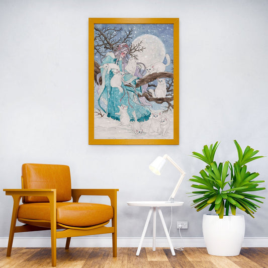 Winter Wonder Cats Asian Style Poster | Wall Art for Home & Office | High-Quality Print - High-Quality Visual Display