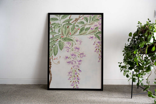 Wisteria Watercolor Painting Asian Style Poster | Wall Art for Home & Office | High-Quality Print - High-Quality Visual Display