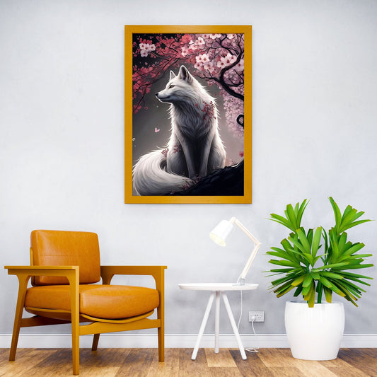 Wolf Cherry Blossom animal Asian Style Poster | Wall Art for Home & Office | High-Quality Print - High-Quality Visual Display