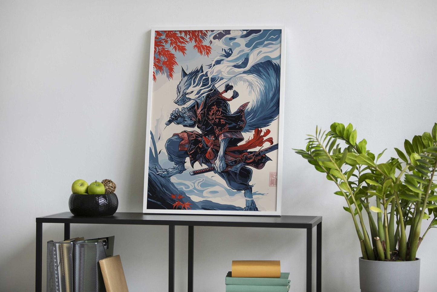 Wolf Fantasy Samurai Asian Style Poster | Wall Art for Home & Office | High-Quality Print - High-Quality Visual Display