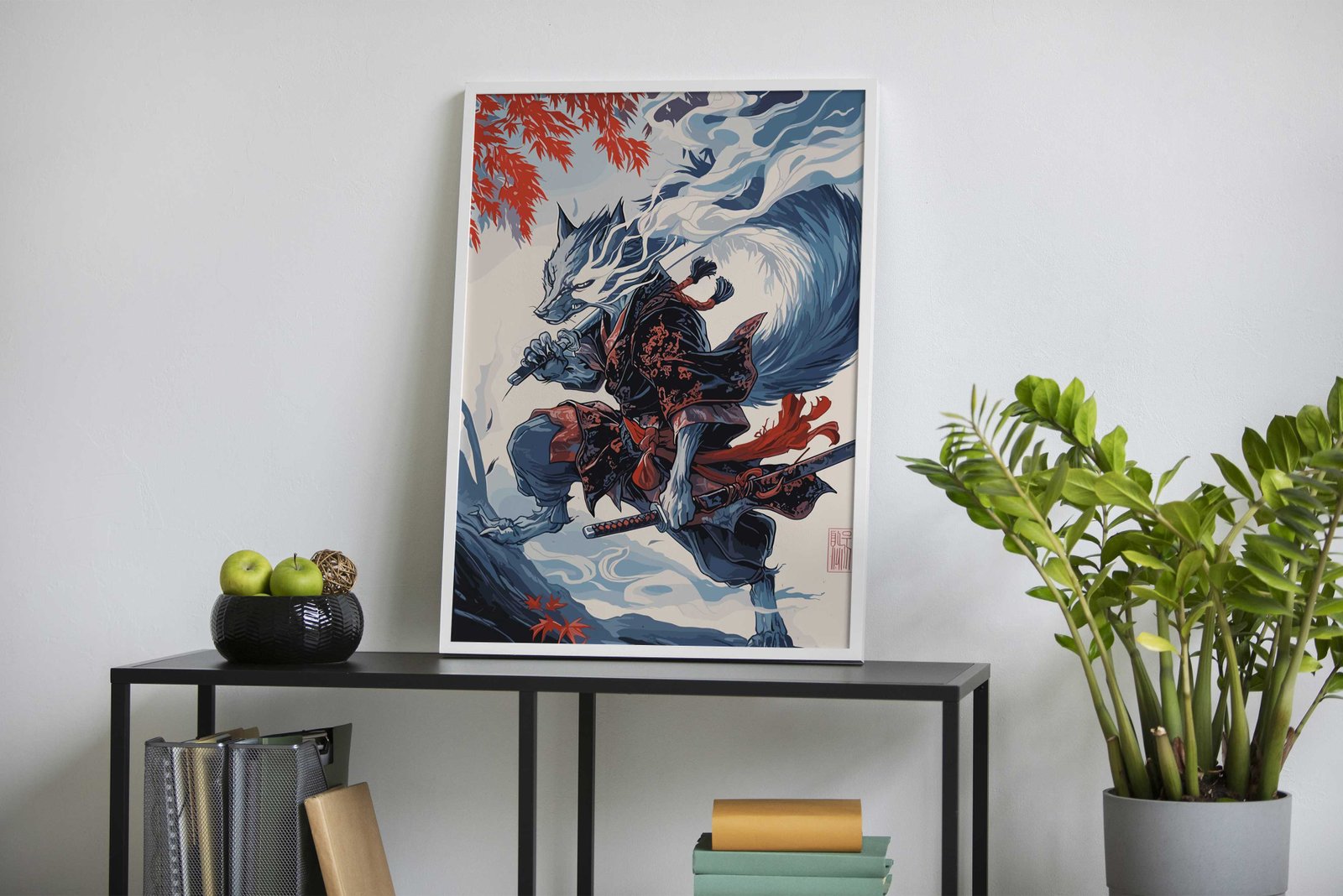 Wolf Fantasy Samurai Asian Style Poster | Wall Art for Home & Office | High-Quality Print - High-Quality Visual Display