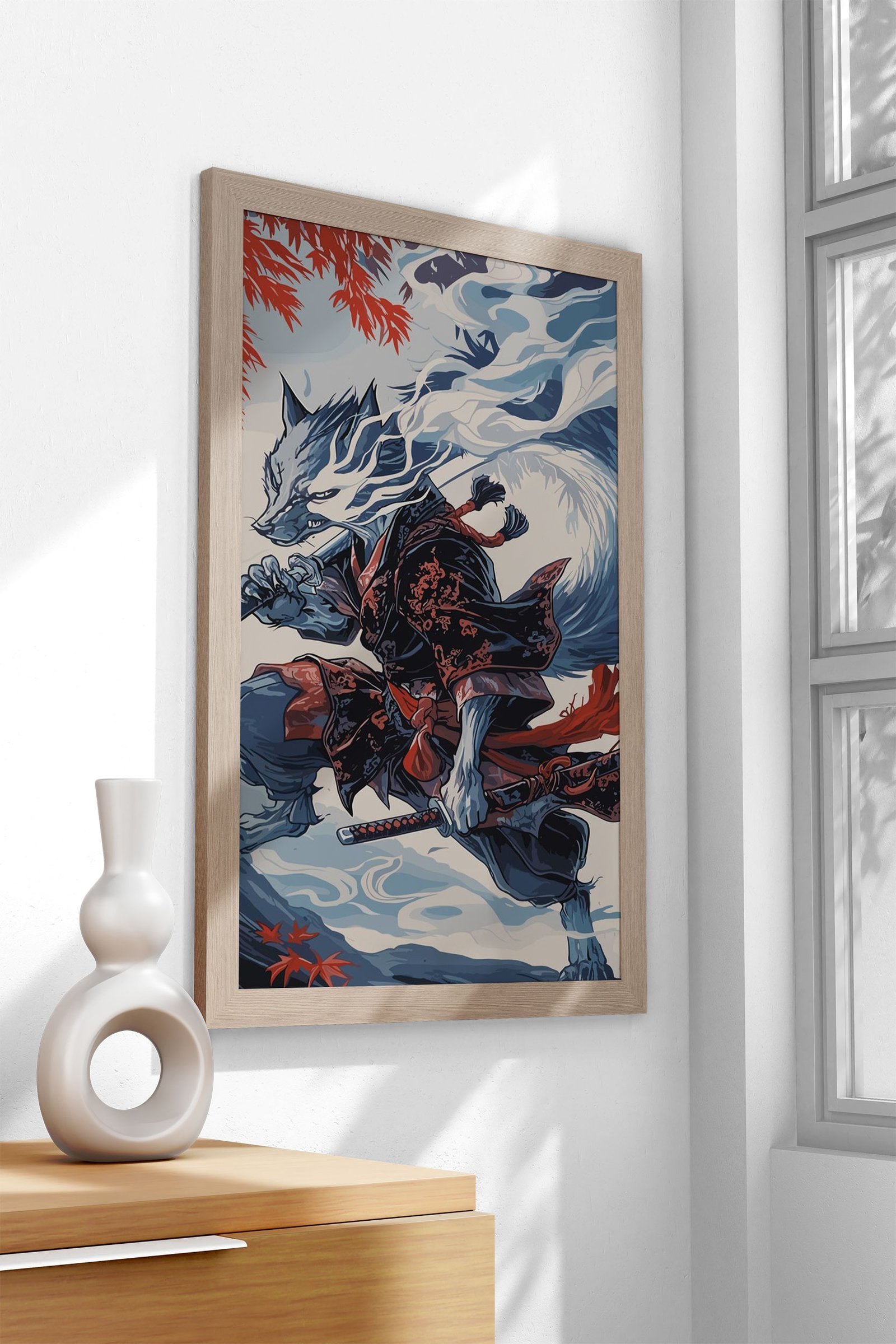 Wolf Fantasy Samurai Asian Style Poster | Wall Art for Home & Office | High-Quality Print - High-Quality Visual Display