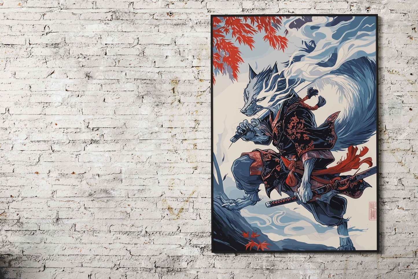 Wolf Fantasy Samurai Asian Style Poster | Wall Art for Home & Office | High-Quality Print - High-Quality Visual Display