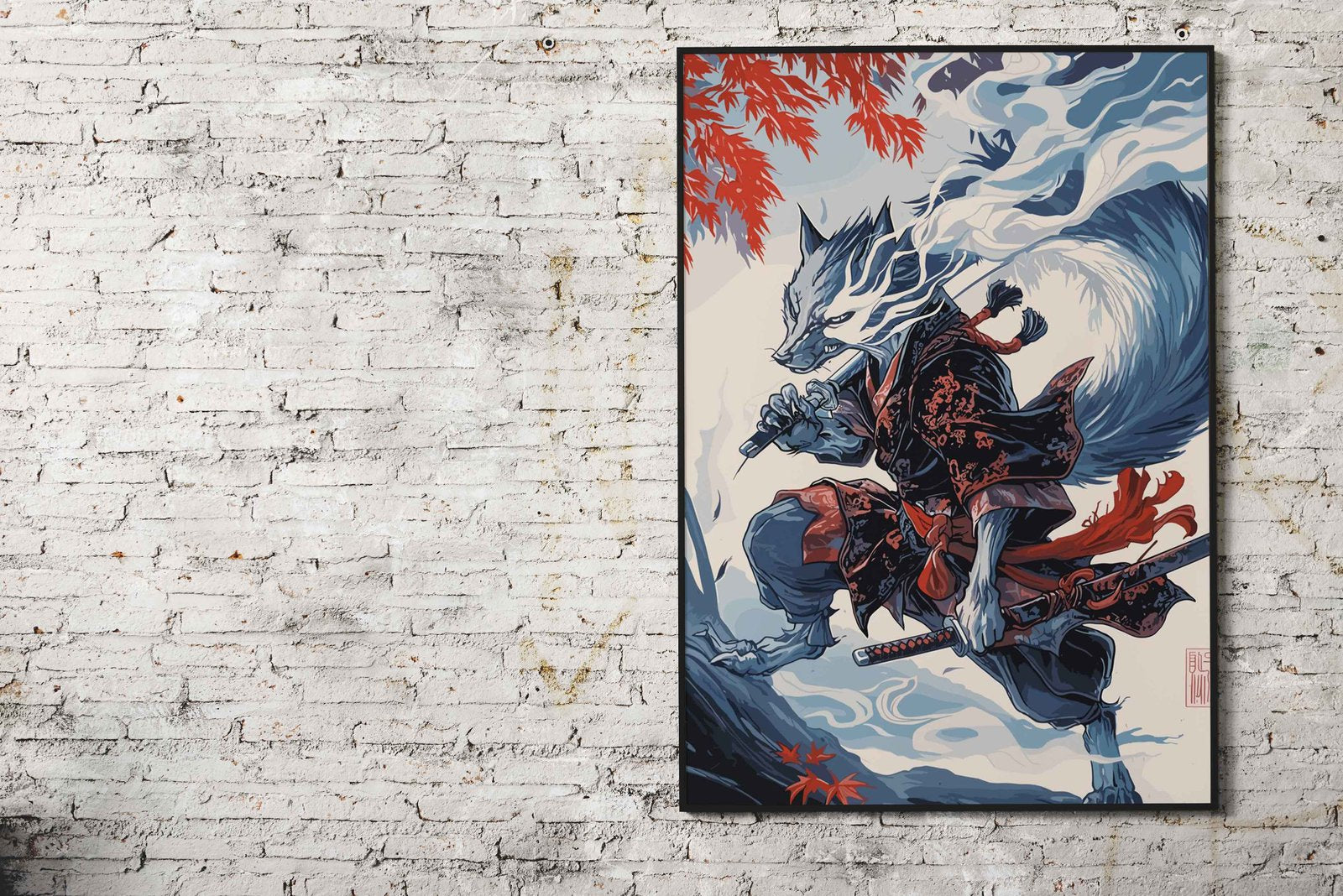 Wolf Fantasy Samurai Asian Style Poster | Wall Art for Home & Office | High-Quality Print - High-Quality Visual Display