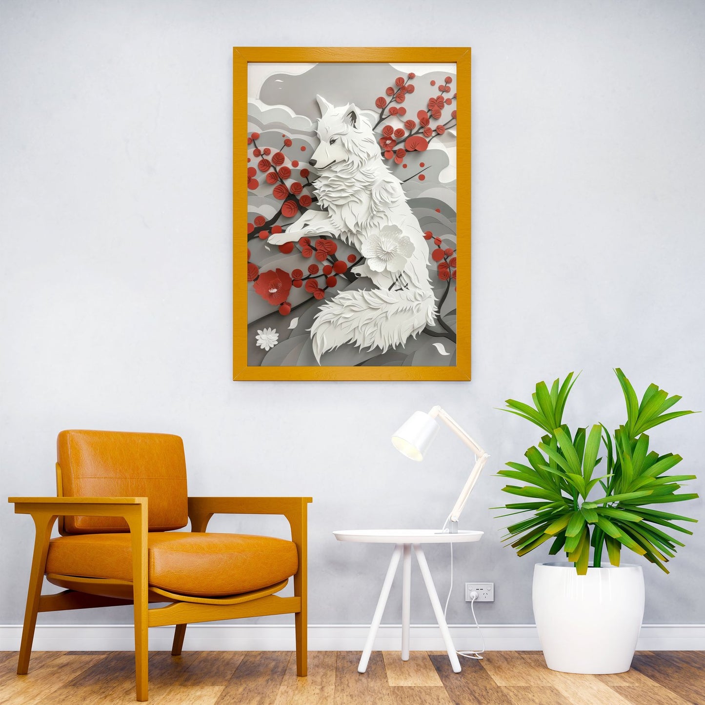 Wolf Flat Paper Craft Asian Style Poster | Wall Art for Home & Office | High-Quality Print - High-Quality Visual Display