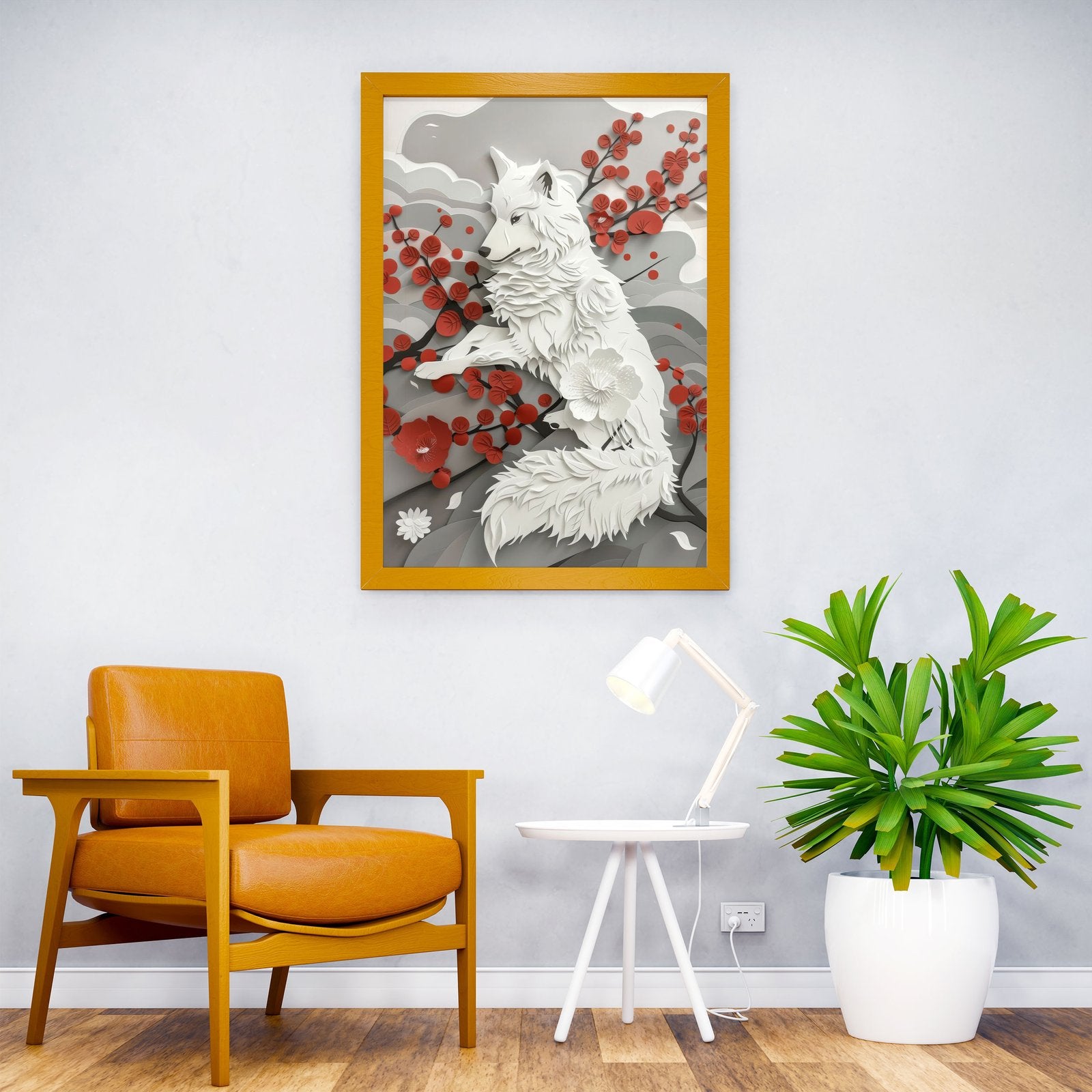 Wolf Flat Paper Craft Asian Style Poster | Wall Art for Home & Office | High-Quality Print - High-Quality Visual Display