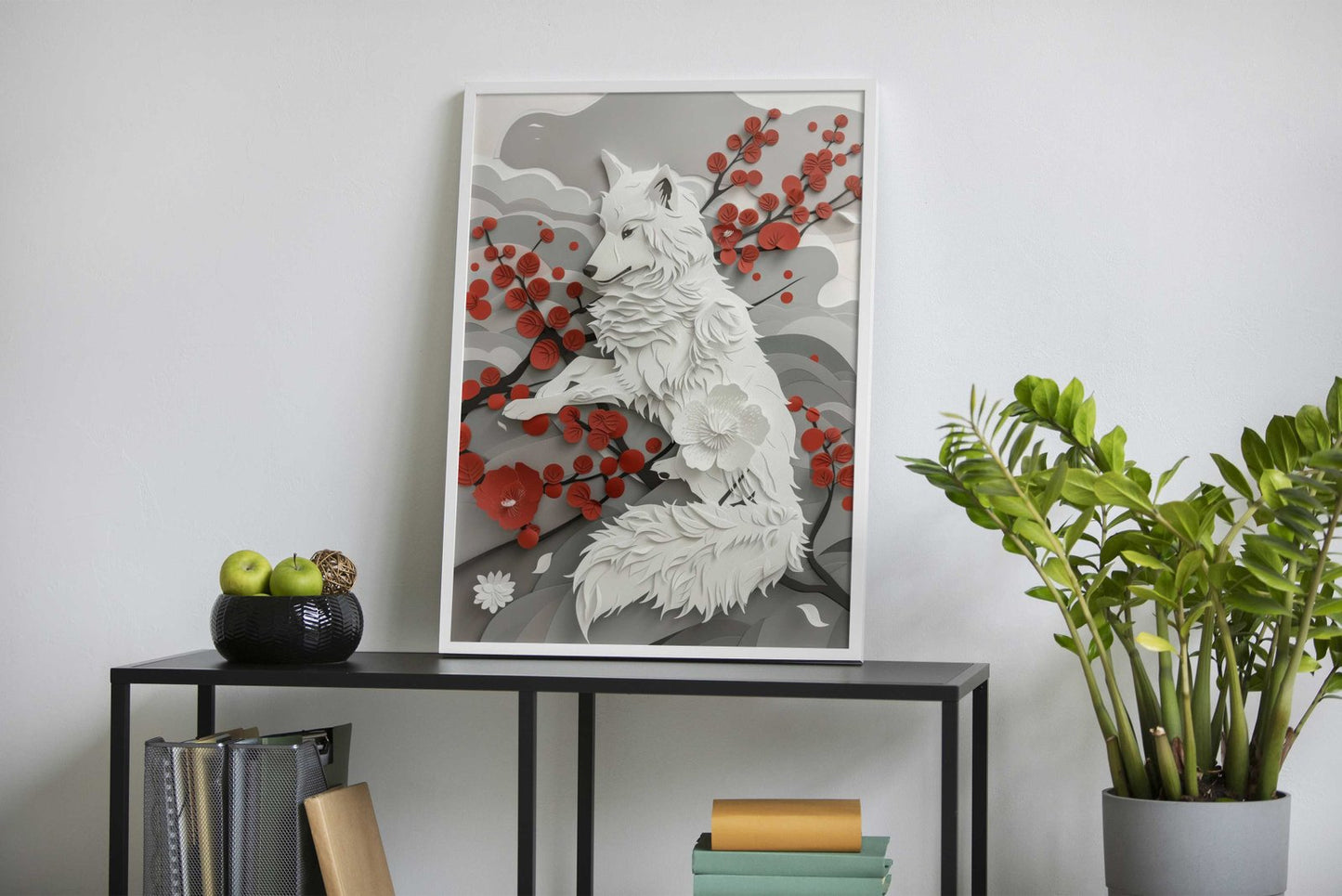 Wolf Flat Paper Craft Asian Style Poster | Wall Art for Home & Office | High-Quality Print - High-Quality Visual Display