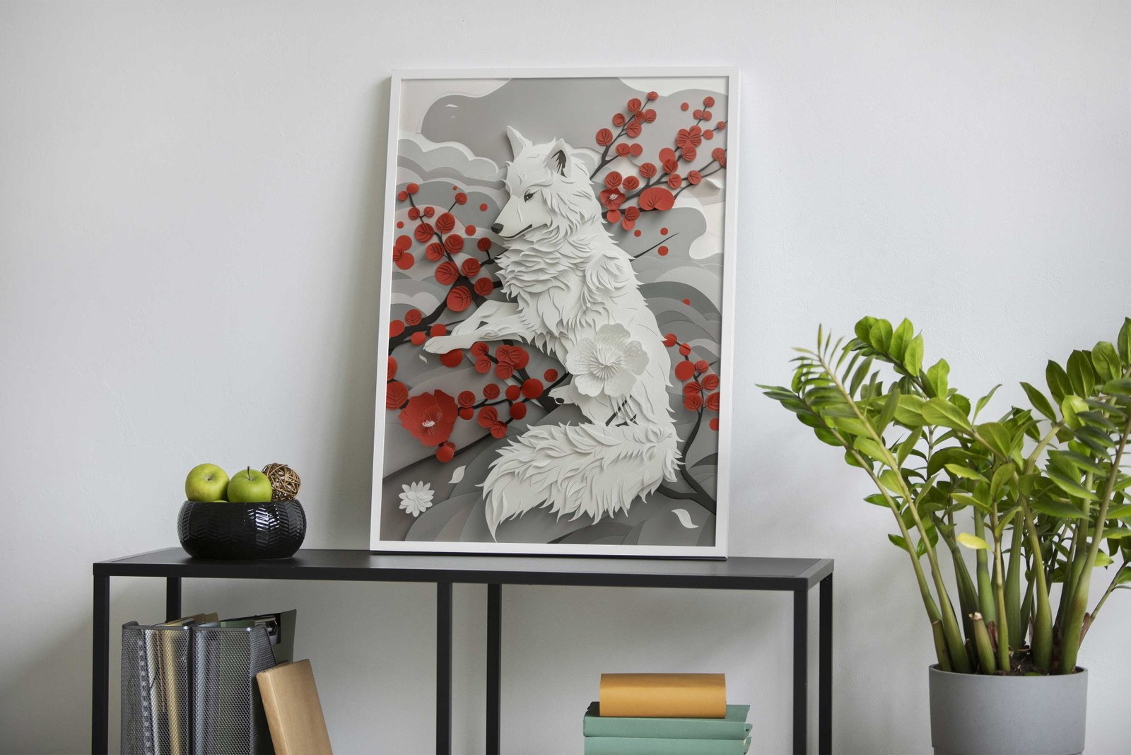 Wolf Flat Paper Craft Asian Style Poster | Wall Art for Home & Office | High-Quality Print - High-Quality Visual Display
