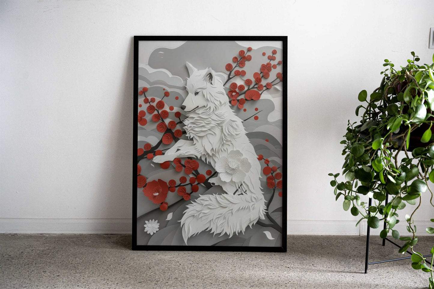 Wolf Flat Paper Craft Asian Style Poster | Wall Art for Home & Office | High-Quality Print - High-Quality Visual Display