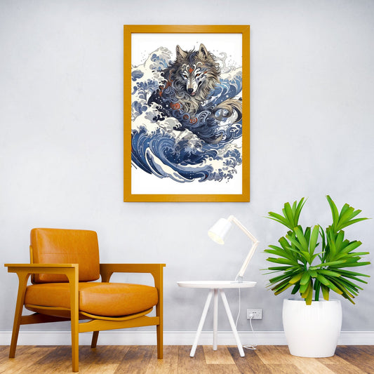 Wolf Great Wave Japan Asian Style Poster | Wall Art for Home & Office | High-Quality Print - High-Quality Visual Display