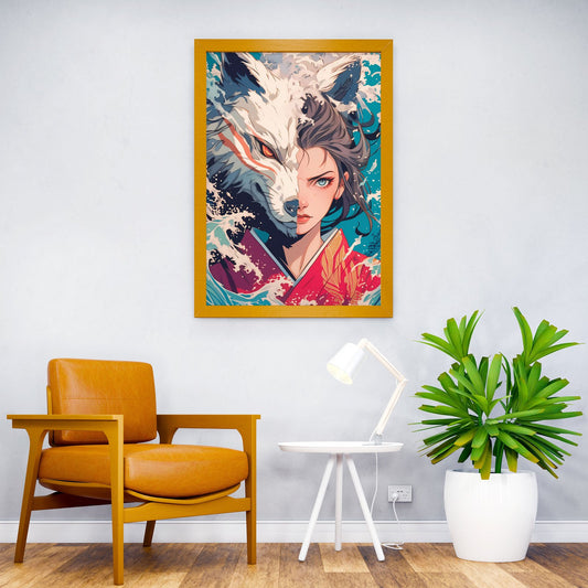 Wolf and Geisha Duality Asian Style Poster | Wall Art for Home & Office | High-Quality Print - High-Quality Visual Display
