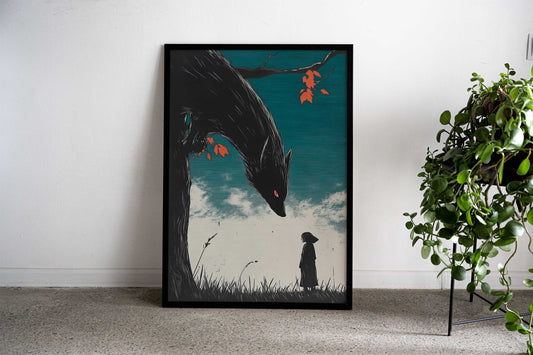 Wolf and Girl Encounter Asian Style Poster | Wall Art for Home & Office | High-Quality Print - High-Quality Visual Display