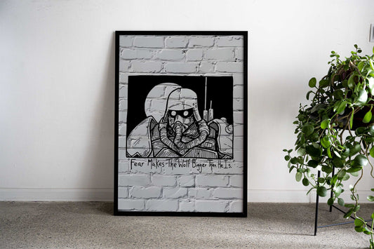 Wolf in Gas Mask Graffiti Asian Style Poster | Wall Art for Home & Office | High-Quality Print - High-Quality Visual Display