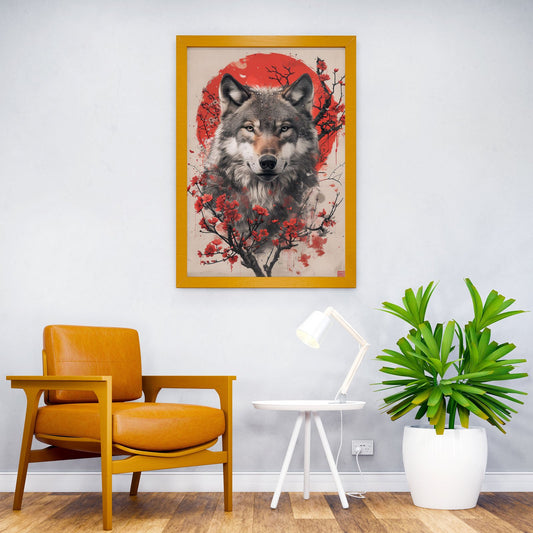 Wolf with Cherry Blossoms Japanese Asian Style Poster | Wall Art for Home & Office | High-Quality Print - High-Quality Visual Display