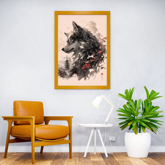 Wolf Asian Style Poster | Wall Art for Home & Office | High-Quality Print - High-Quality Visual Display
