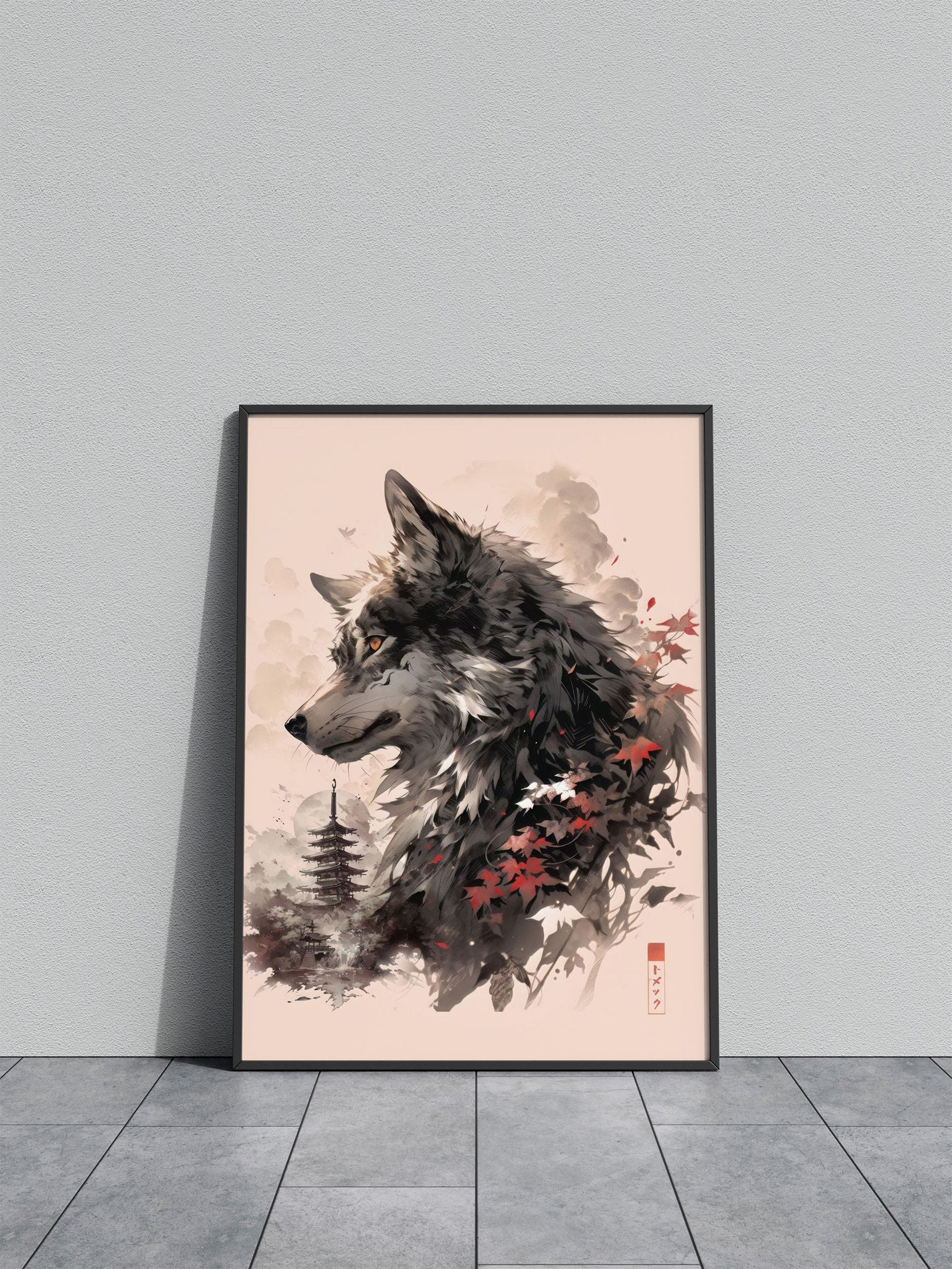 Wolf Asian Style Poster | Wall Art for Home & Office | High-Quality Print - High-Quality Visual Display