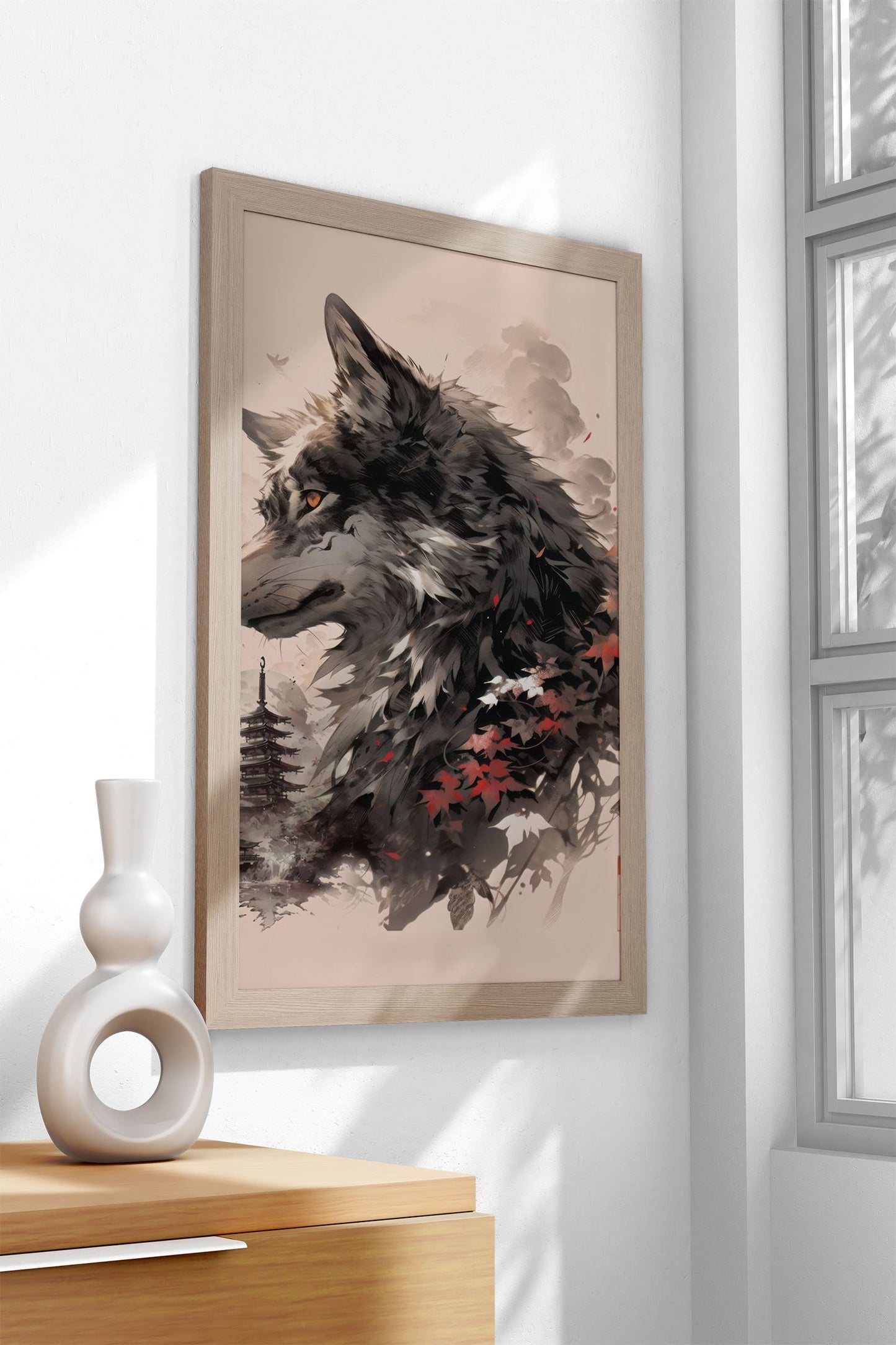 Wolf Asian Style Poster | Wall Art for Home & Office | High-Quality Print - High-Quality Visual Display