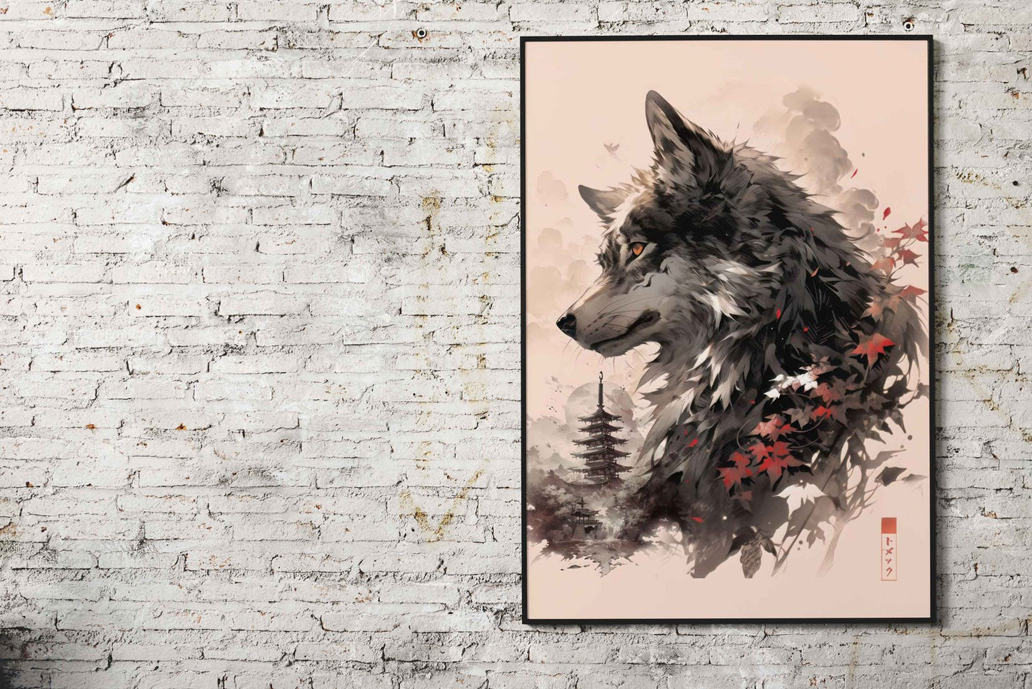 Wolf Asian Style Poster | Wall Art for Home & Office | High-Quality Print - High-Quality Visual Display