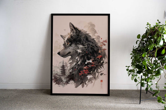 Wolf Asian Style Poster | Wall Art for Home & Office | High-Quality Print - High-Quality Visual Display