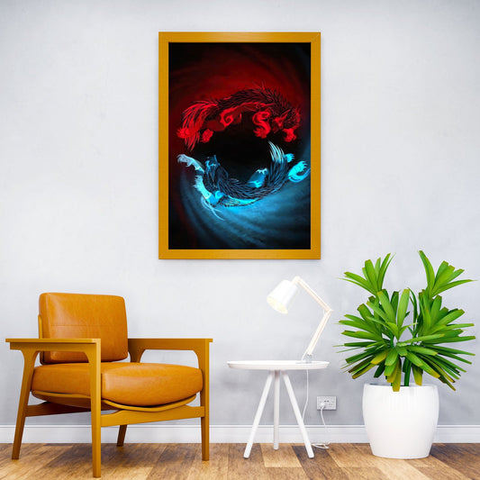 Wolves Asian Style Poster | Wall Art for Home & Office | High-Quality Print - High-Quality Visual Display