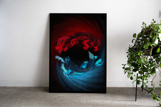 Wolves Asian Style Poster | Wall Art for Home & Office | High-Quality Print - High-Quality Visual Display