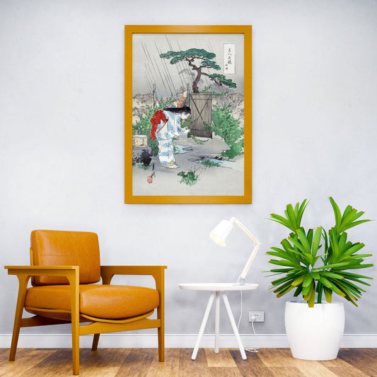 Woman Bending over Yamabuk Asian Style Poster | Wall Art for Home & Office | High-Quality Print - High-Quality Visual Display