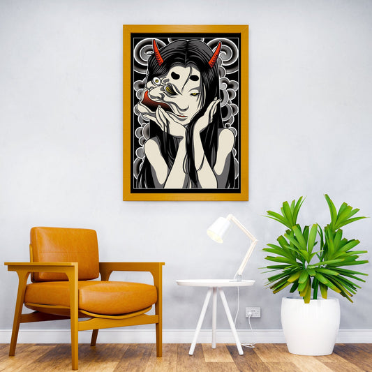Woman Mask Asian Style Poster | Wall Art for Home & Office | High-Quality Print - High-Quality Visual Display
