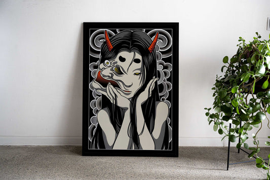 Woman Mask Asian Style Poster | Wall Art for Home & Office | High-Quality Print - High-Quality Visual Display