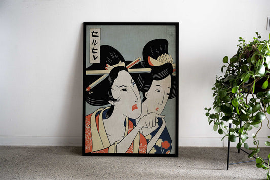 Woman Yelling at a Cat Asian Style Poster | Wall Art for Home & Office | High-Quality Print - High-Quality Visual Display