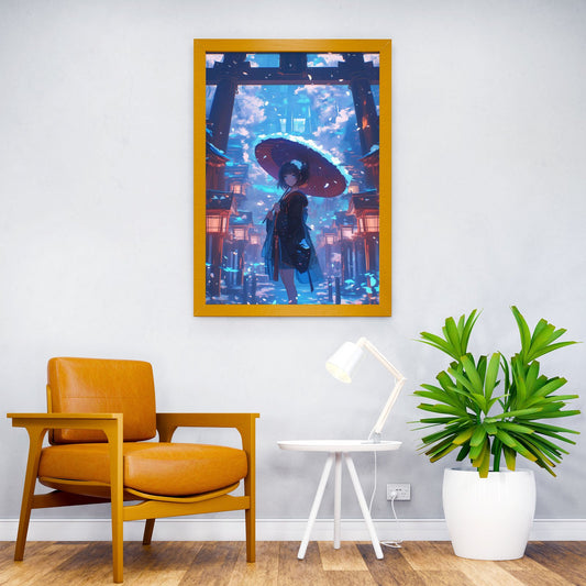 Woman at Torii Gate Asian Style Poster | Wall Art for Home & Office | High-Quality Print - High-Quality Visual Display