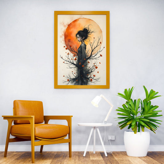 Woman from the tree under a full Moon Asian Style Poster | Wall Art for Home & Office | High-Quality Print - High-Quality Visual Display