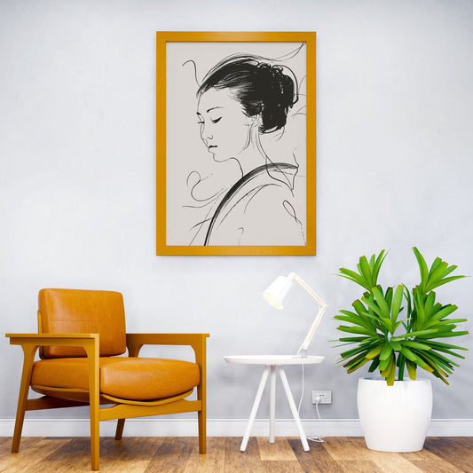 Woman in Black and White Asian Style Poster | Wall Art for Home & Office | High-Quality Print - High-Quality Visual Display