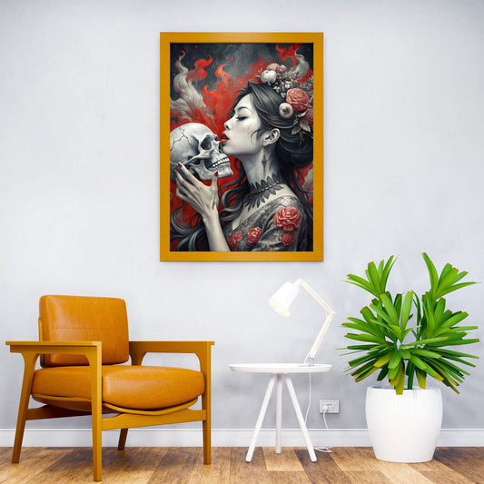 Woman kiss Skull Asian Style Poster | Wall Art for Home & Office | High-Quality Print - High-Quality Visual Display