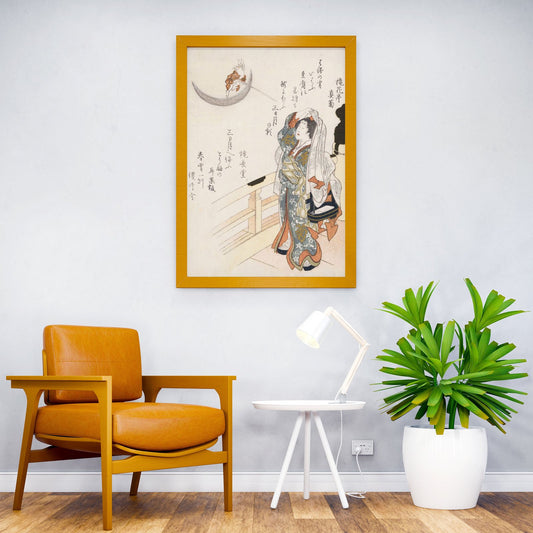 Woman watching a rabbit Asian Style Poster | Wall Art for Home & Office | High-Quality Print - High-Quality Visual Display
