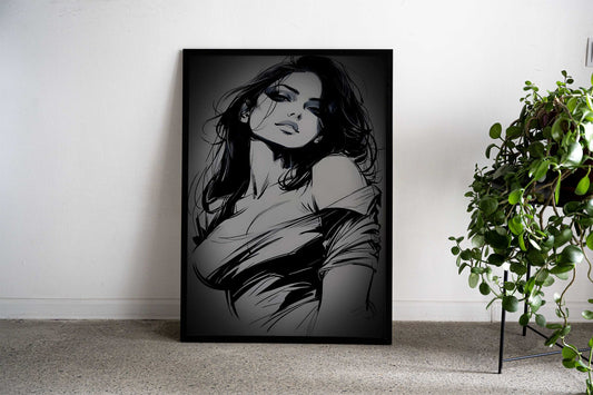 Woman with Long Black Hair Asian Style Poster | Wall Art for Home & Office | High-Quality Print - High-Quality Visual Display