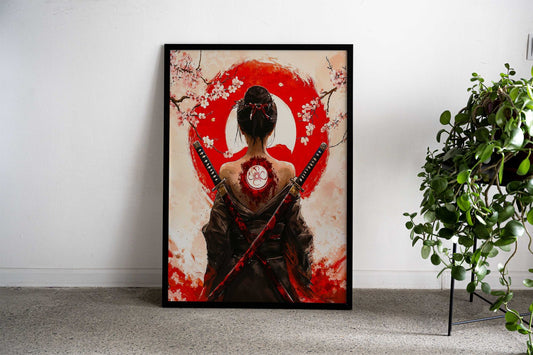 Woman with Swords Asian Style Poster | Wall Art for Home & Office | High-Quality Print - High-Quality Visual Display