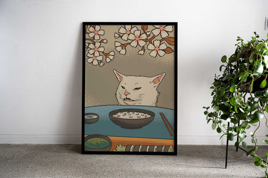 Woman yelling at cat Asian Style Poster | Wall Art for Home & Office | High-Quality Print - High-Quality Visual Display
