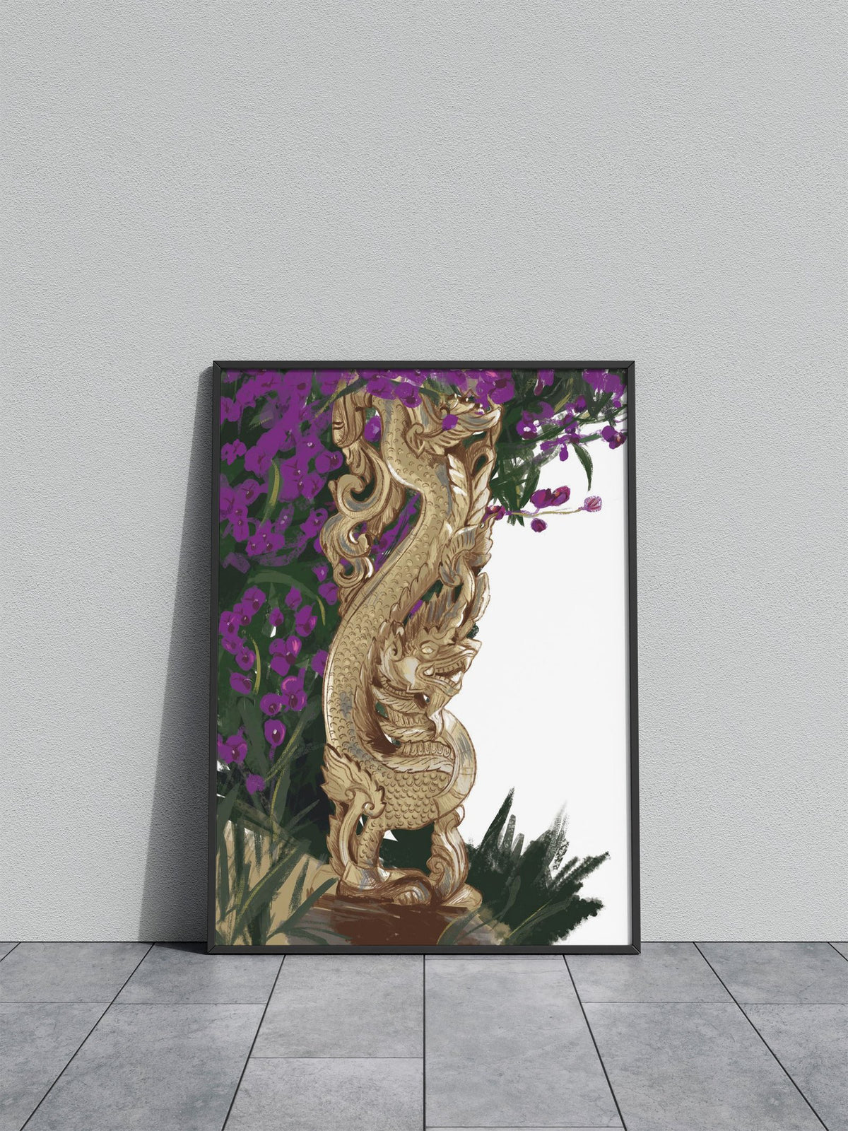 Wood Dragon Thai Statue Asian Style Poster | Wall Art for Home & Office | High-Quality Print - High-Quality Visual Display