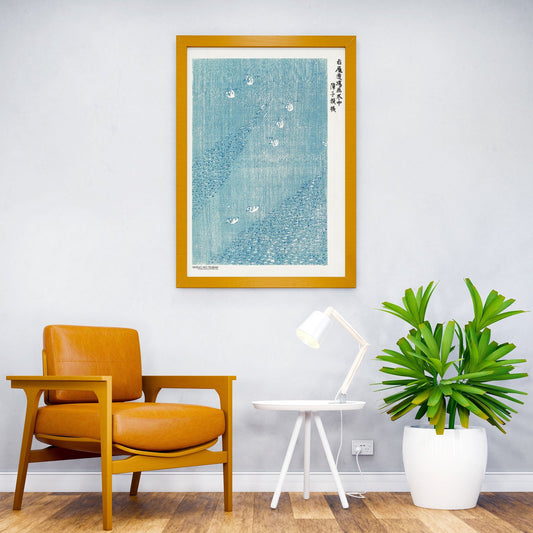 Woodblock Print Blue Asian Style Poster | Wall Art for Home & Office | High-Quality Print - High-Quality Visual Display