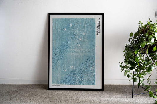 Woodblock Print Blue Asian Style Poster | Wall Art for Home & Office | High-Quality Print - High-Quality Visual Display