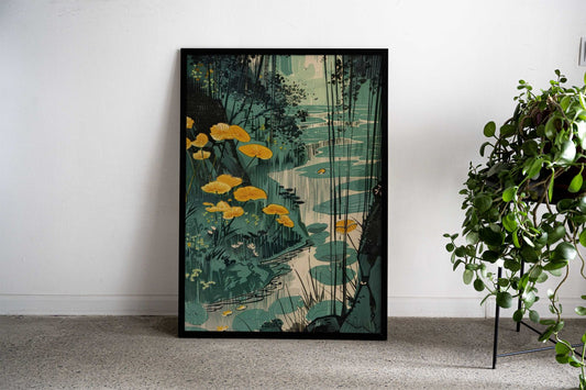 Woodblock River Scenery Asian Style Poster | Wall Art for Home & Office | High-Quality Print - High-Quality Visual Display