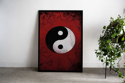 YIN YANG RED ART Asian Style Poster | Wall Art for Home & Office | High-Quality Print - High-Quality Visual Display