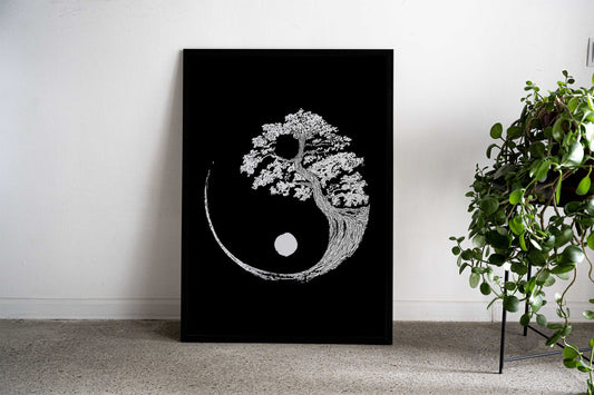 Yin Yang Bonsai Tree Japan Asian Style Poster | Wall Art for Home & Office | High-Quality Print - High-Quality Visual Display