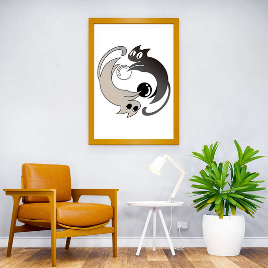 Yin Yang Cat Asian Style Poster | Wall Art for Home & Office | High-Quality Print - High-Quality Visual Display